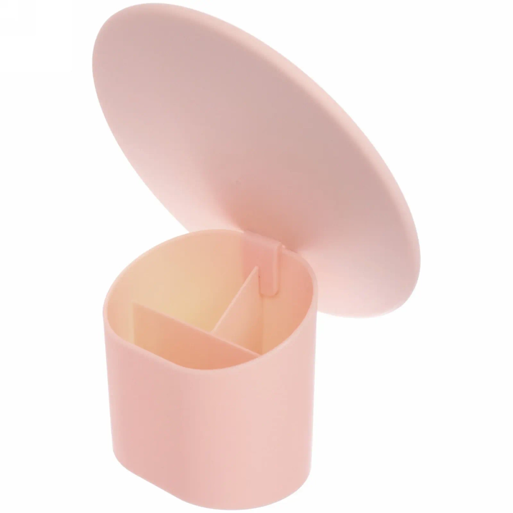 Зеркало настольное с органайзером для косметики «Beauty - Look», цвет белый, зеленый, персиковый и голубой, d-16.5см, 19см