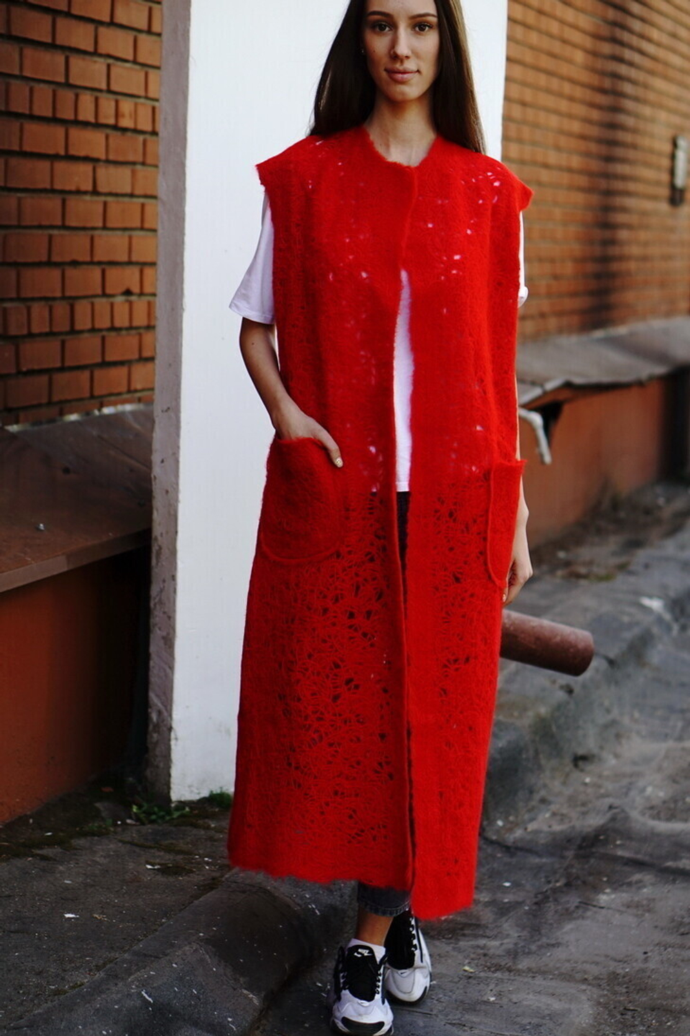 Ажурный жилет "Красный"