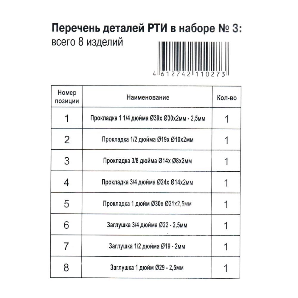 Рем. набор "Планета Прокладок" (прокладки и заглушки) № 3  ZOX