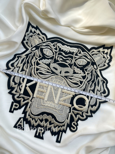 Нашивка Кенз. "Голова тигра" черно-бежевая 26х28 см