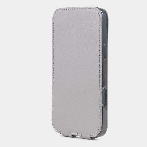 Кожаный чехол для iPhone 16 Pro Max, теленок серого цвета