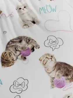 Наволочка комплект 2шт перкаль Сказка "Пушистики" 30х30 см на молнии