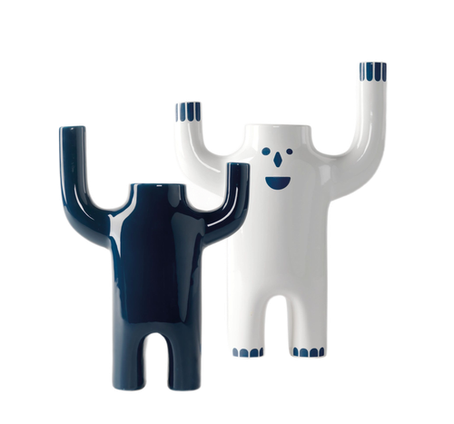 Ваза Happy Susto N2 BARSELONA DESIGN фарфор white/blue 330х140х470h