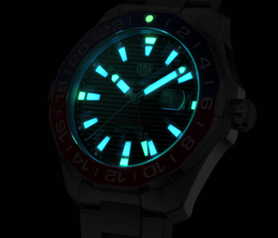 Мужские механические часы Aquaracer GMT Calibre 5 WAY201A.BA0927 TAG Heuer подстветка