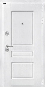 Входная металлическая дверь с шумоизоляцией для квартиры, белое дерево со стеклянными чёрными вставками - 1106