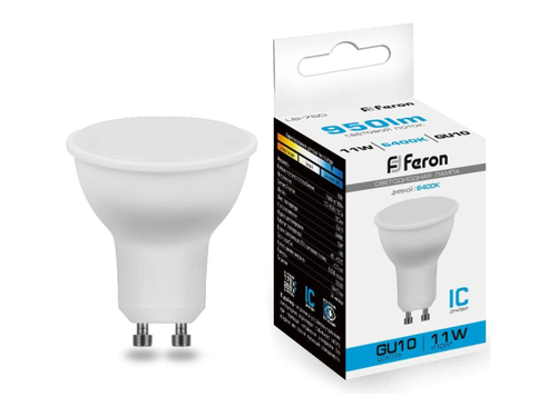 Лампа светодиодная MR16 11Вт 230В 6400К GU10 Feron