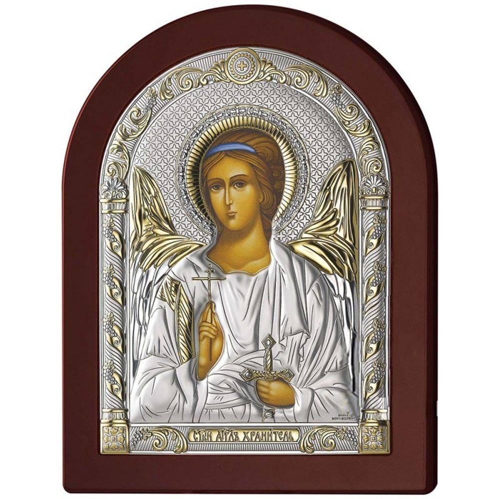 Икона Ангела хранителя в серебре. 17,5 х 22,5 см