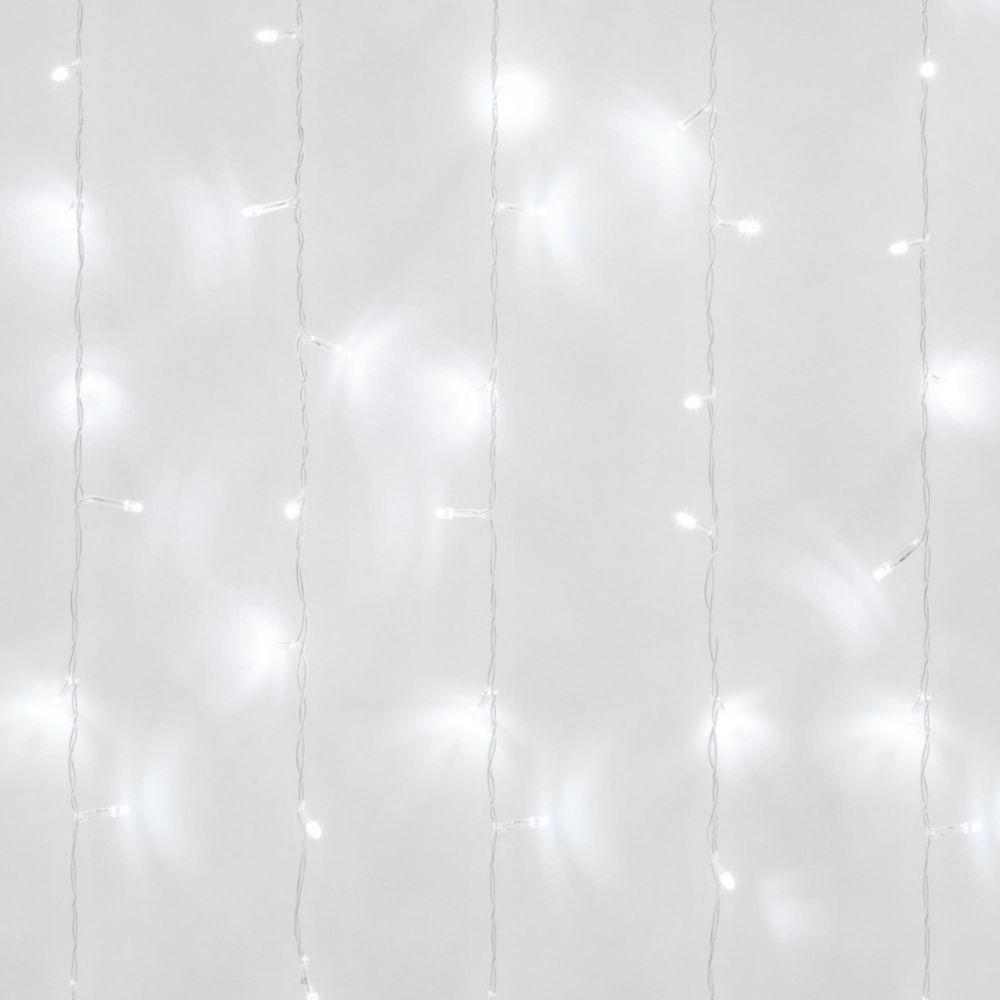 ULD-C6030-450-TTK WHITE IP44 Занавес светодиодный с эффектом мерцания. 6х3м. Соединяемый. 450 светодиодов. Белый свет. Провод прозрачный. TM Uniel