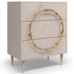Комод Арт Колор leaves Классик Голд с 3 ящиками Серый агат