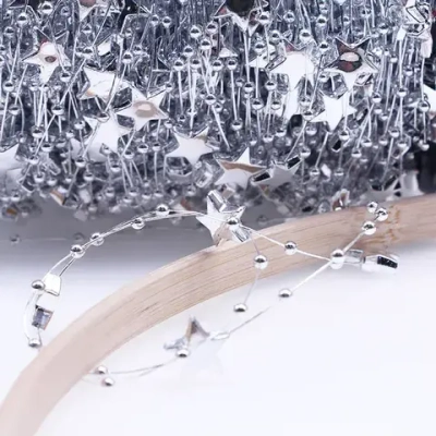 Тесьма бусина на леске, 13 мм, серебро