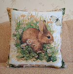 Декоративный гобеленовый чехол для интерьерной подушки Зайчонок 47*47