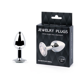 Silver plug small (втулка анальная) цвет кристалла бесцветный, l 72 мм, d 28 мм, вес 50 г, арт. ss-0