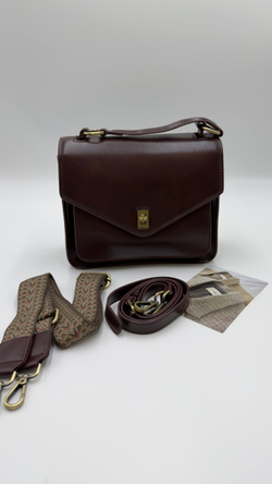 Сумка женская натуральная кожа артикул 066-3 цвет "коричнево-бордовый"