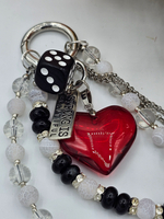 Обвес на сумку, брелок для ключей, подвеска авторская ручная работа с натуральными камнями "Снежная любовь"