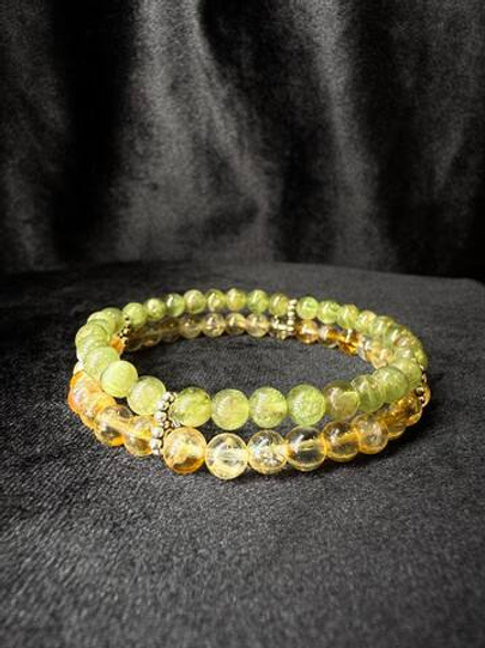 Двойной браслет из Цитрина и Зеленого Апатита