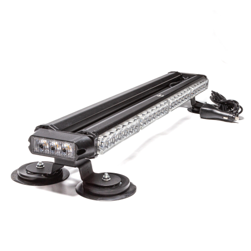 Маяк-стробоскоп 12/24 В, 54 Вт, желтый, 4-стор. (4+4+2 блока Epistar), 18 реж., крепление на магните, прикуриватель (провод 3м), 590*120*78 мм