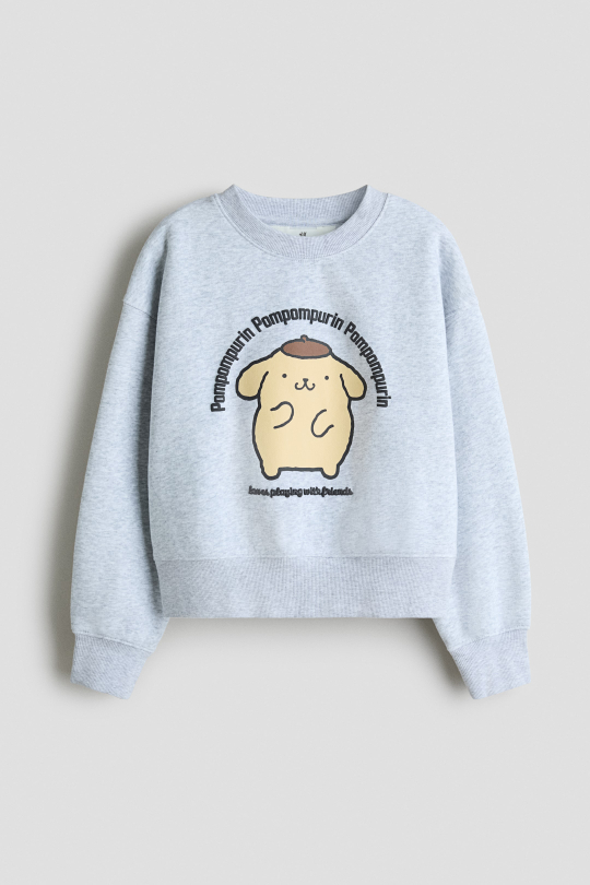 H&M Толстовка с принтом, светло-серый меланж