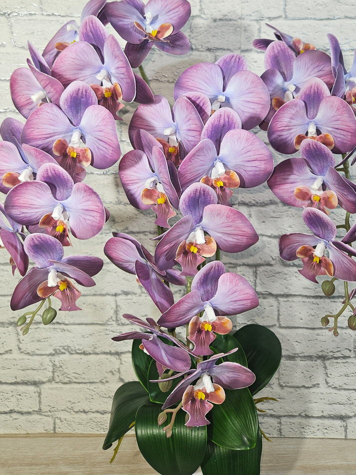 Орхидеи искусственные в горшке Аметист 3 ветки, 65см