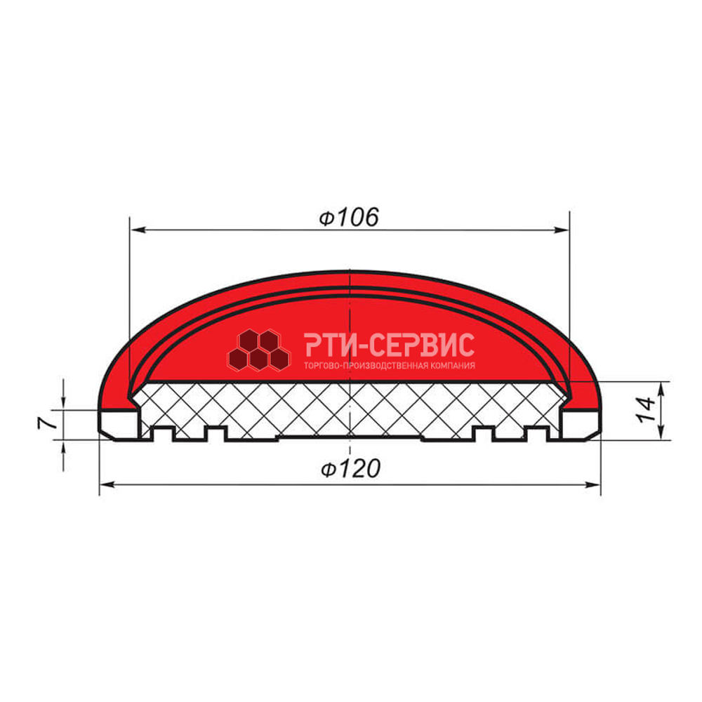Резиновая накладка (РТИ-СЕРВИС 1044) для подкатного домкрата "Nordberg"