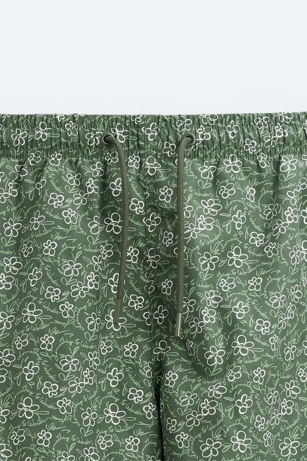 ZARA ПЛАВКИ С ЦВЕТОЧНЫМ ПРИНТОМ, БУТЫЛОЧНО-ЗЕЛЕНЫЙ