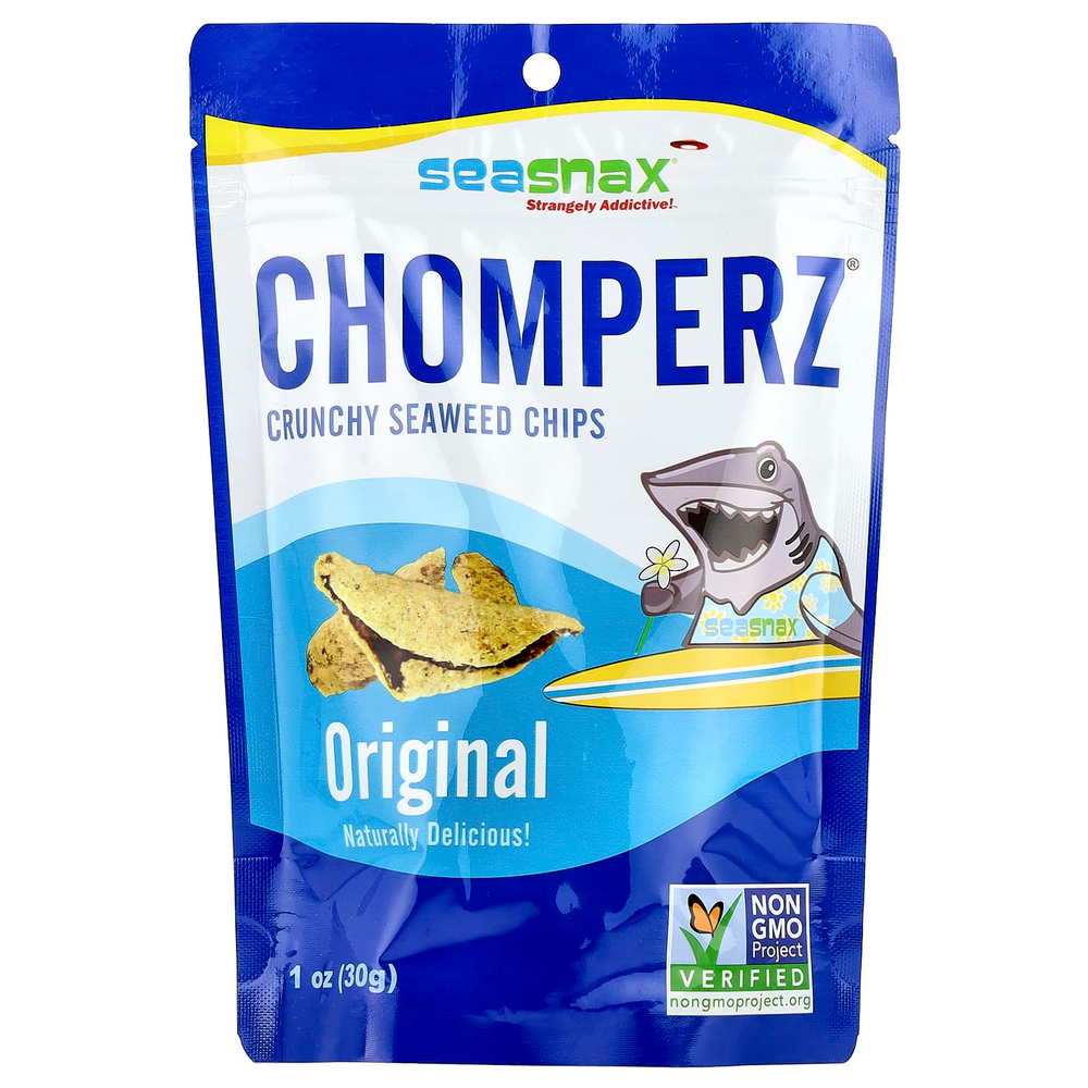 SeaSnax, Chomperz, хрустящие чипсы из морских водорослей, оригинальный вкус, 1 унция (30 г)