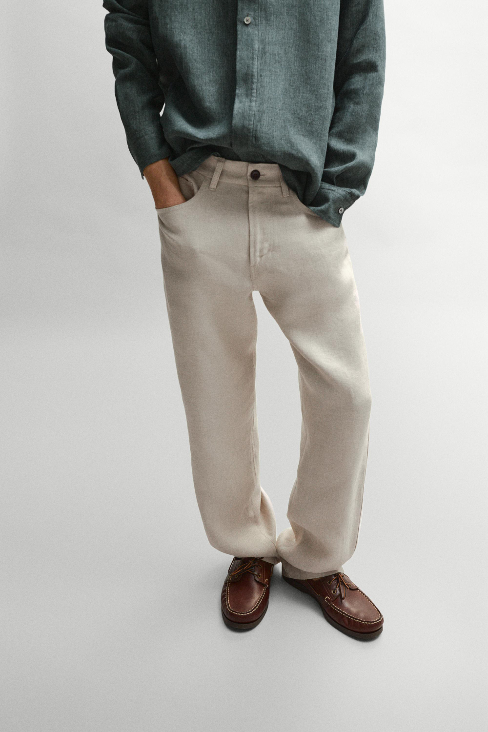 Massimo Dutti Льняные брюки-джоггеры, песочный