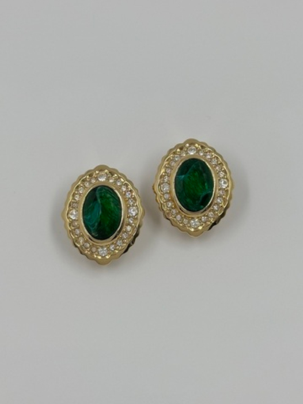 Клипсы с зелёными вставками Christian Dior