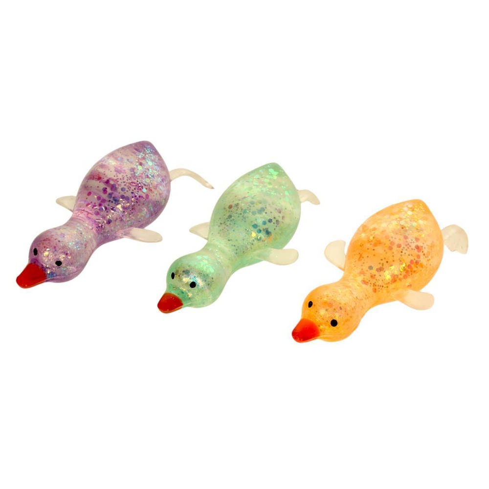 Мякиш Утка с блестками 15 см, 3 цвета микс, с-30511