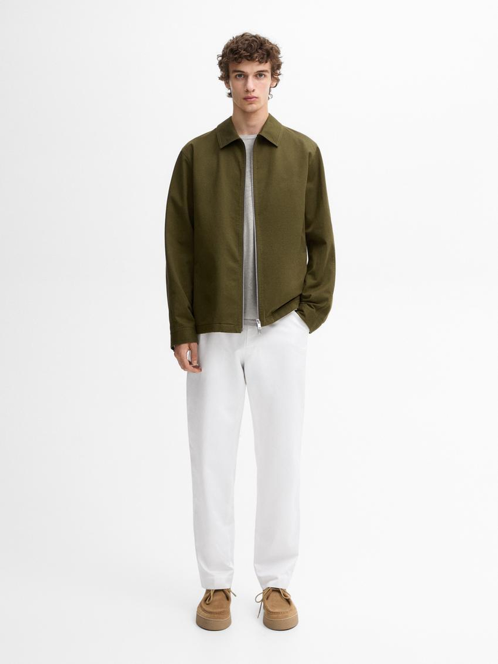 Massimo Dutti Куртка из 100% хлопкового твила, хаки