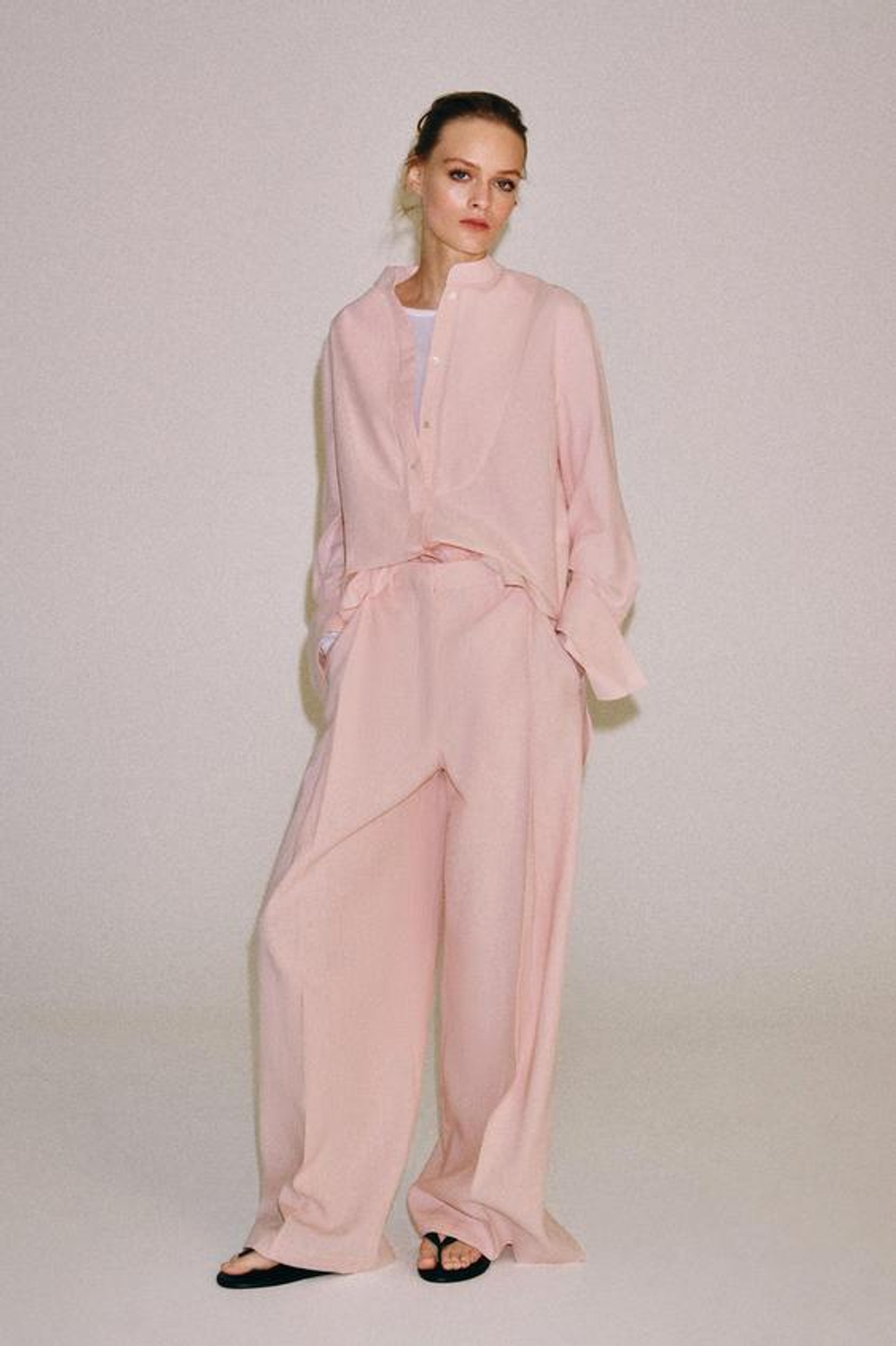 ZARA БРЮКИ С ЗАЩИПАМИ — ZW COLLECTION, РОЗОВЫЙ
