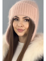 шапка ушанка вязаная зимняя ангора пушистая