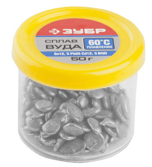 Сплав ЗУБР ВУДА (Sn12,5Pb25Cd12,5Bi50), легкоплавкий в гранулах, 50гр