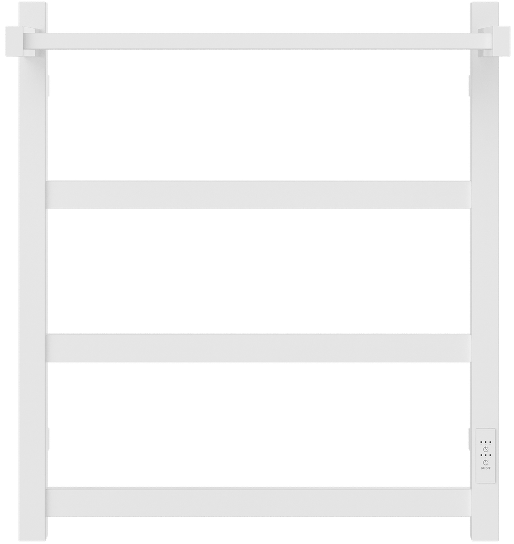 Полотенцесушитель электрический EWRIKA Пенелопа КВ7 60x55 см, подключение справа, слева, скрытое подключение справа, матовый белый, лесенка, из стали, с полкой
