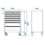 KING TONY (87434-7B) Тележка инструментальная, 7 ящиков, красная