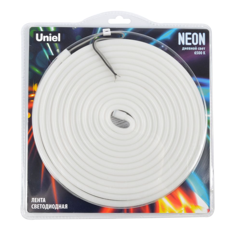 ULS-N03-2835-100LED-m-8mm-IP67-DC12V-11W-m-5M-6500K Светодиодная гибкая герметичная лента. NEON. Катушка 5м. в блистере. Дневной белый свет 6500K. ТМ Uniel