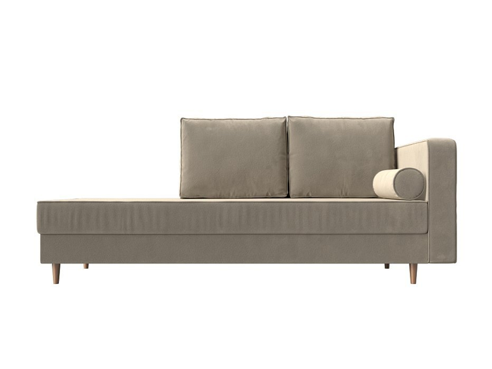 Кушетка Прайм правая, Бежевый, Микровельвет, 100880