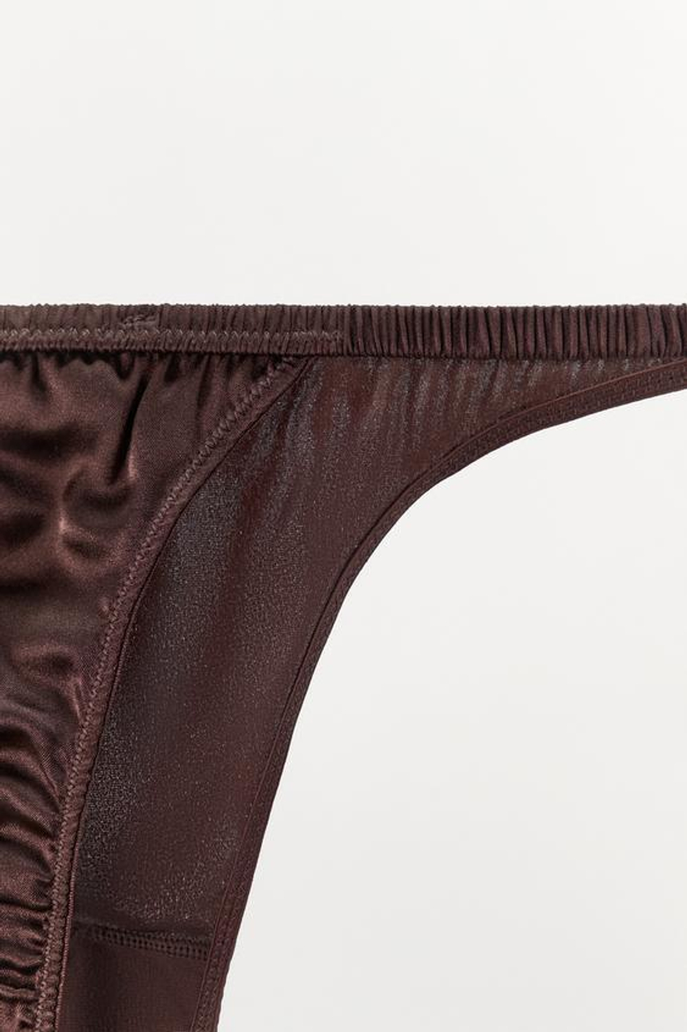 ZARA ТРУСЫ-ТАНГА ИЗ СМЕСОВОГО ШЕЛКА, КОРИЧНЕВЫЙ