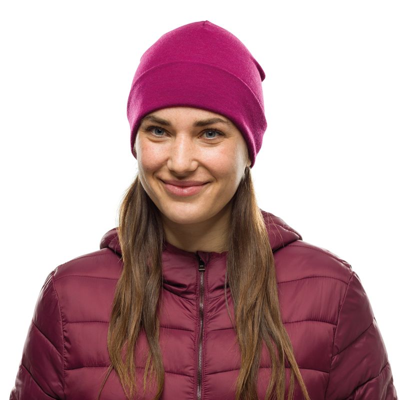 Теплая шерстяная шапка Buff Hat Wool Heavyweight Solid Raspberry Фото 2