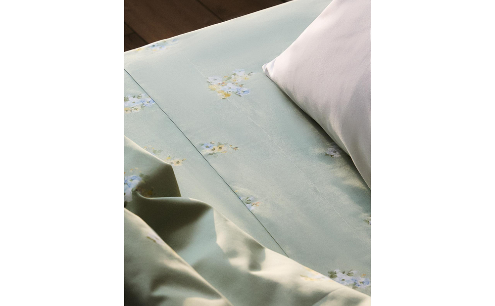 Простыня Zara Home сатин, хлопок 100%, с цветочным принтом, 7110/089