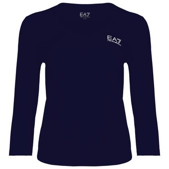Женская теннисная футболка с длинным рукавом EA7 Woman Jersey T-shirt - navy bule