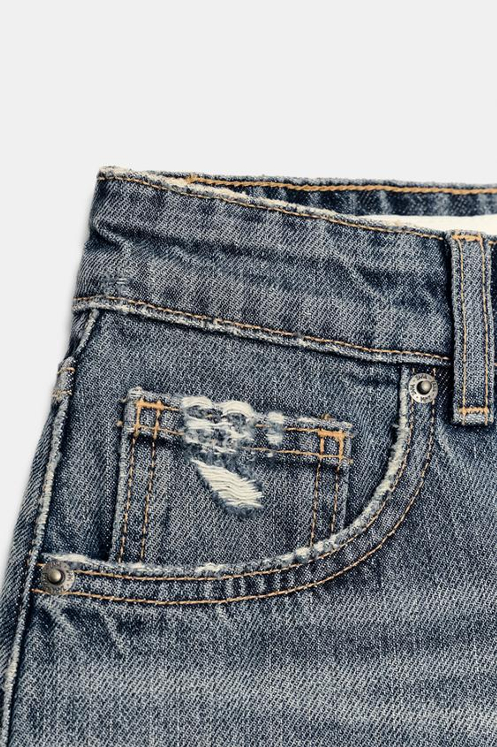 ZARA КОРОТКИЕ ДЖИНСОВЫЕ ШОРТЫ TRF С ВЫСОКОЙ ПОСАДКОЙ, СИНИЙ