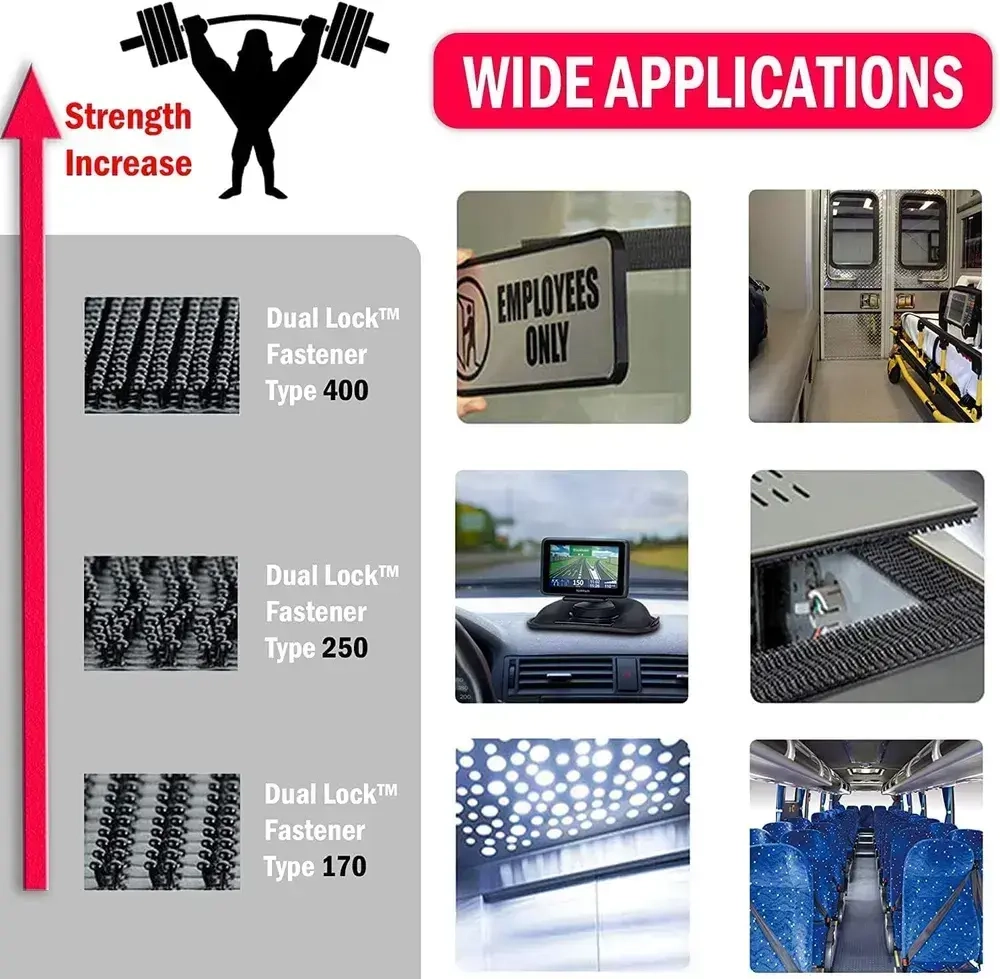 Многоразовая застёжка 3M Dual Lock SJ3560, прозрачная, 25 мм * 1 м / Липучка на клейкой основе, самозацепляющиеся грибки
