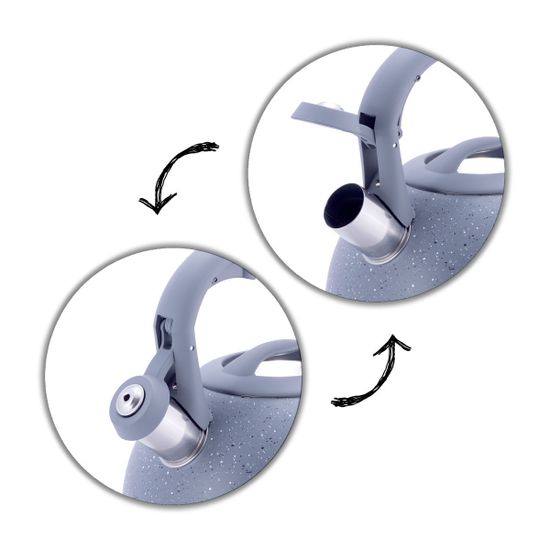 Чайник 3 л. из нержавеющей стали со свистком Kamille KM-1074 с мраморным покрытием и ручкой "soft touch"