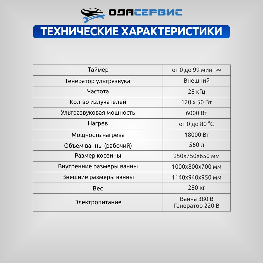 Ультразвуковая ванна с цифровым управлением и подогревом, 560 л ОДА Сервис ODA-LQ5600