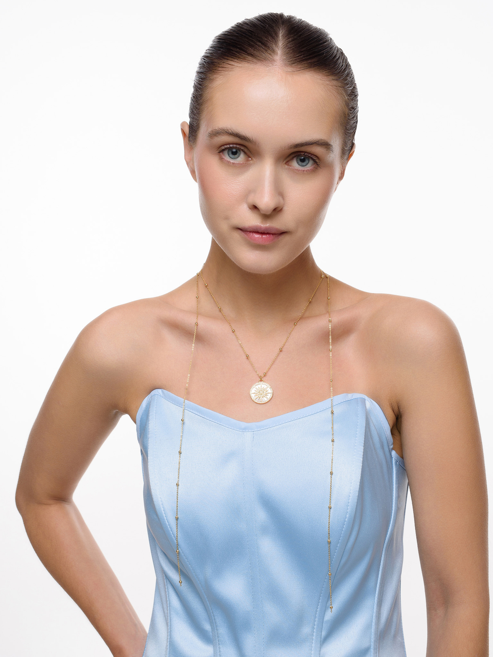 Колье "Sun white pearl" Gold