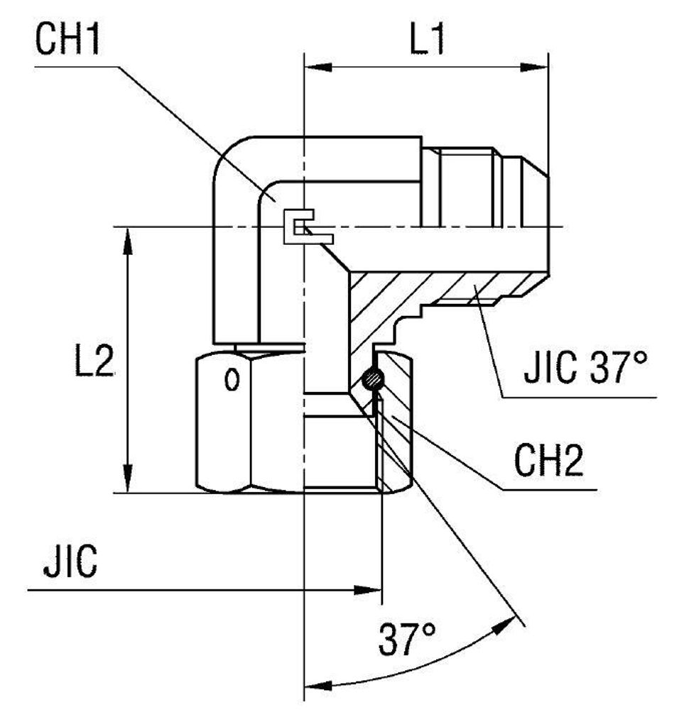 Соединение PN90 JIC 7/16&quot;