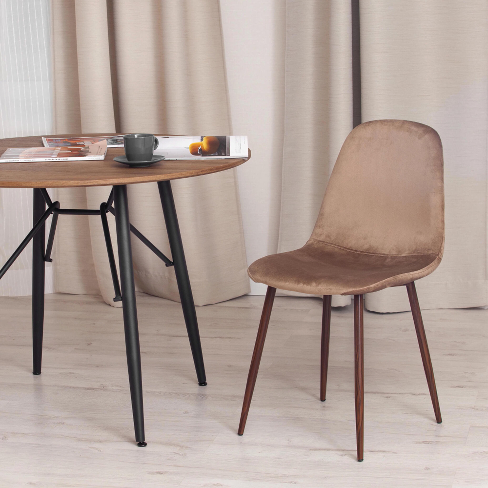 Стул BREEZE (mod. 4724) Велюр/металл , 44 х 53 х 87 см, Brown (коричневый) HLR11 / орех