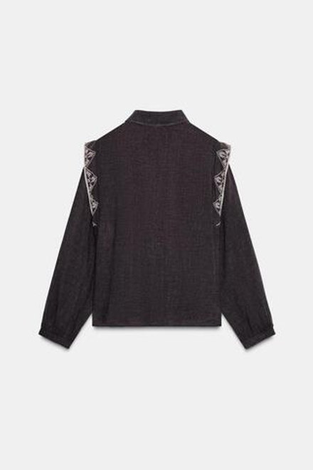 ZARA БЛУЗА С ВЫШИВКОЙ, ТЕМНО-БАКЛАЖАНОВЫЙ