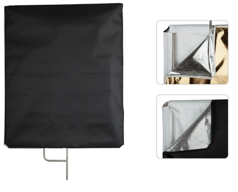 E-IMAGE F05-36 Flag panel stainless steel 70*90 cm, fabric: gold/silver/black/white Флаг 4в1