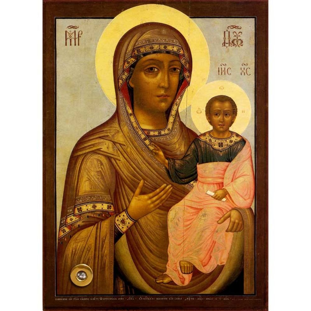 Смоленская Одигитрия. Икона Божьей Матери на дереве.
